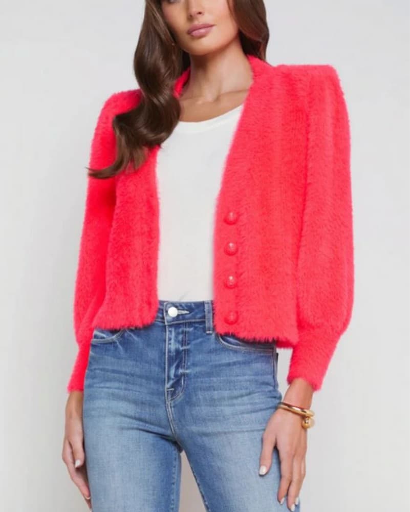 L’AGENCE Neon Pink Talulla Sweater - Image 4