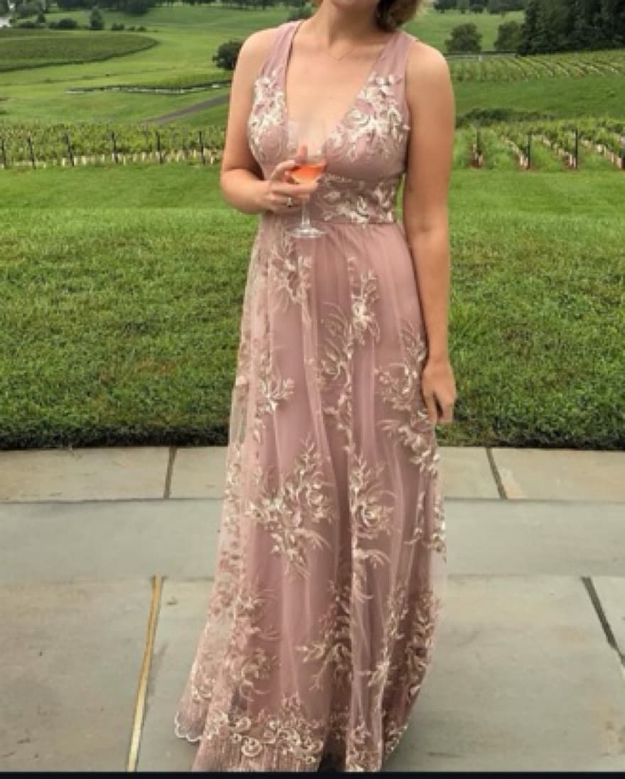 Azazie Blush Dusty Rose Emroidered Maxi  - Image 1