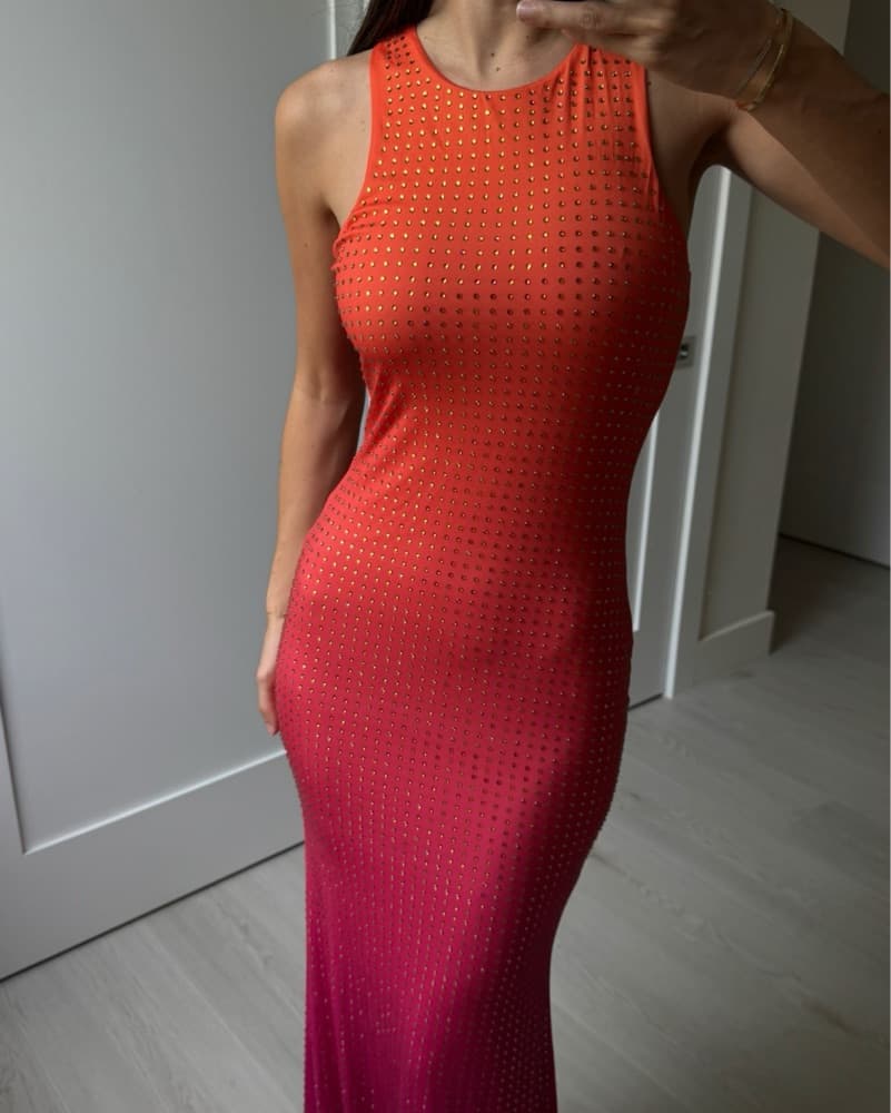 Ombre Embellished Racer-Neck Maxi Dress - Image 2
