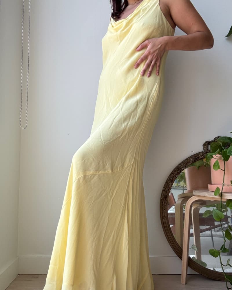 Butter Yellow Reformation Slip Dress - Image 3