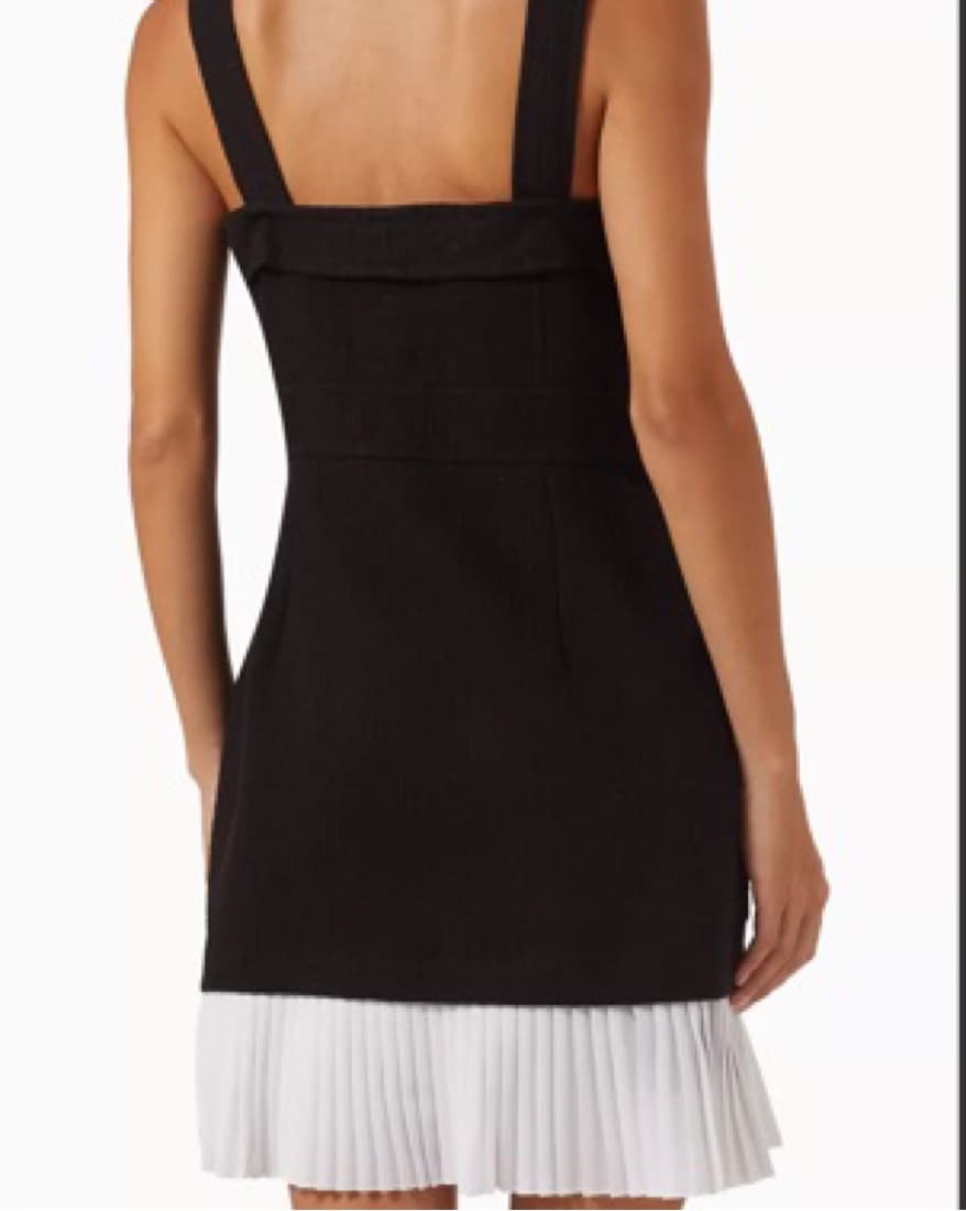 Sandro Tweed Pleated Hem Zip Up Dress - Image 3