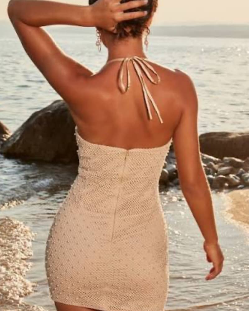 Oh Polly Beaded Crochet Mini Dress - Image 2
