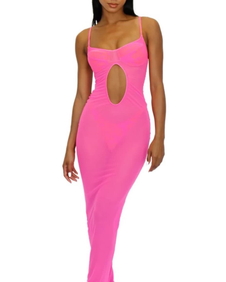 Pink Mesh Melissa Simone Dress - Image 1
