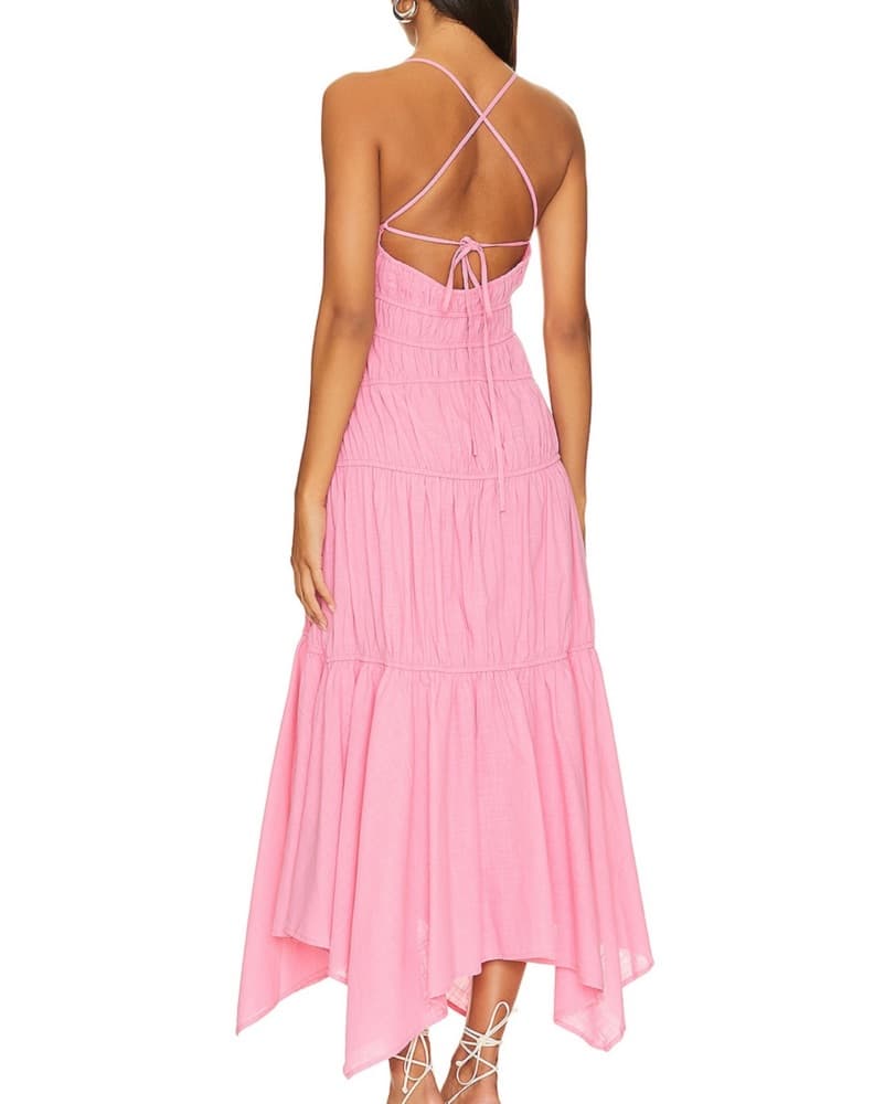 Chic Pink Tiered Maxi Dress - Image 2