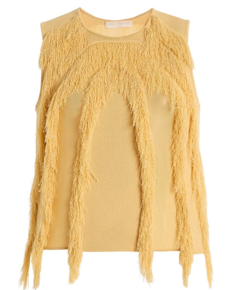 Ulla Johnson Yellow Fringe Skirt Top Set - Image 3