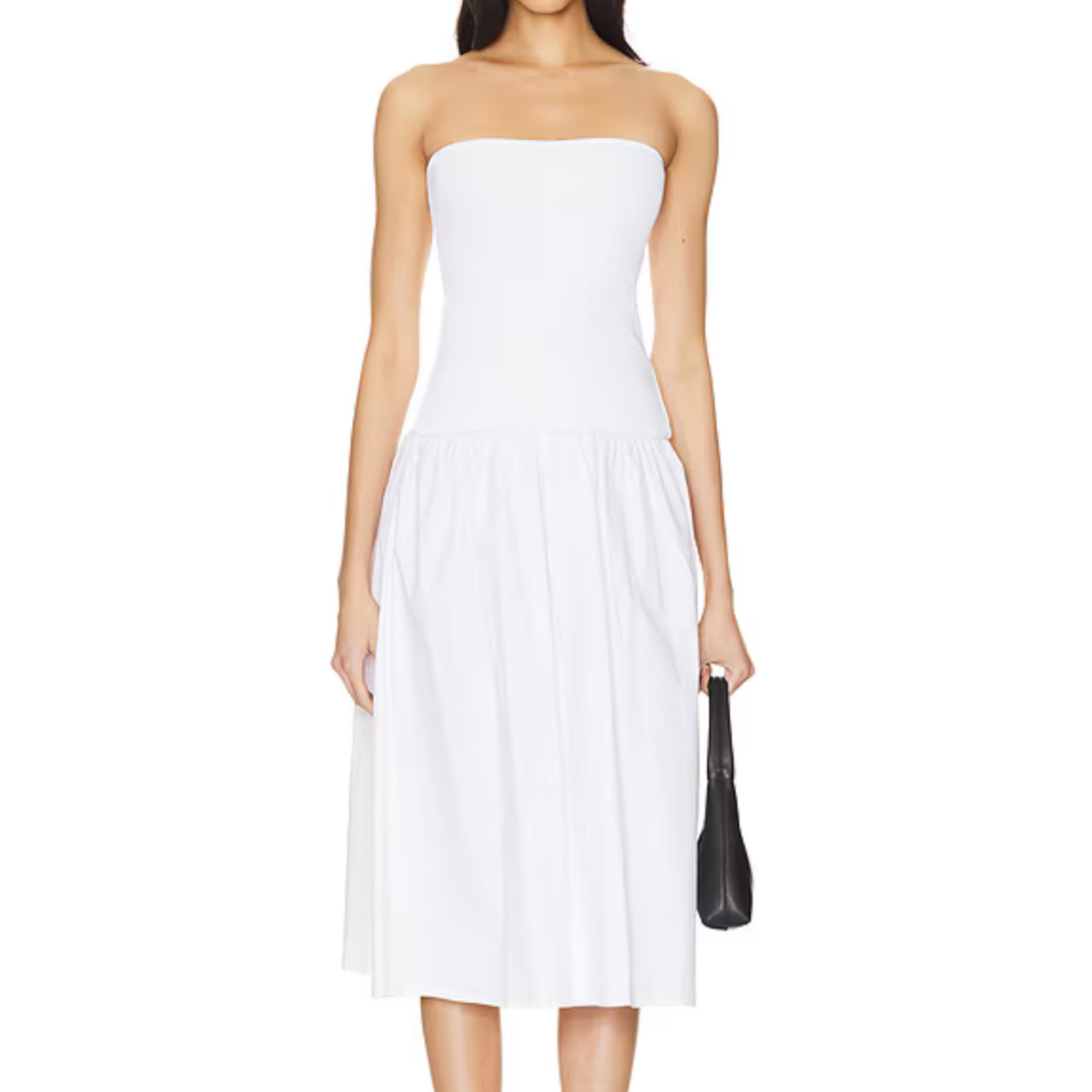 White Ribbed Weworewhat Midi Dress - Image 1