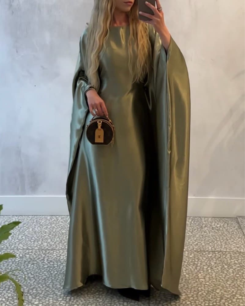 Bayamuse Sheen Butterfly Dress Olive - Image 3