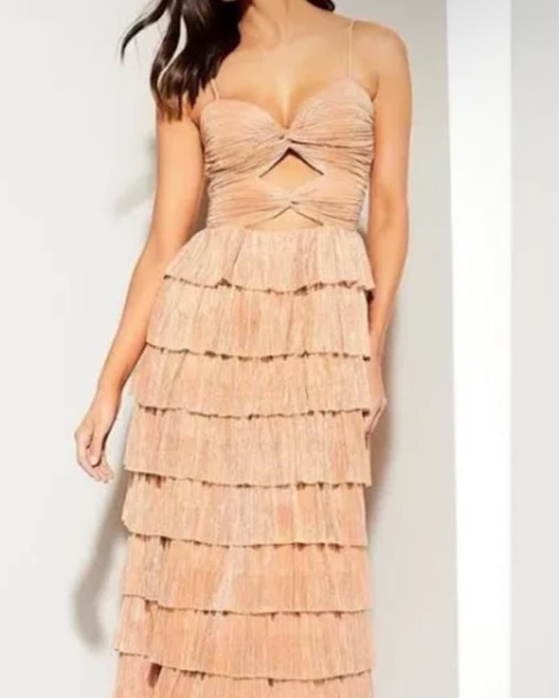 Gianni Bini Metallic Tiered Ruffle Dress - Image 1