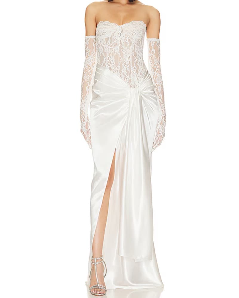 Elegant Lace and Satin Gown - Image 2