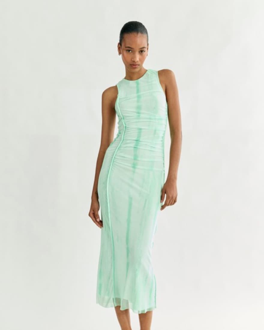 Green and White Midi Dress - Image 2