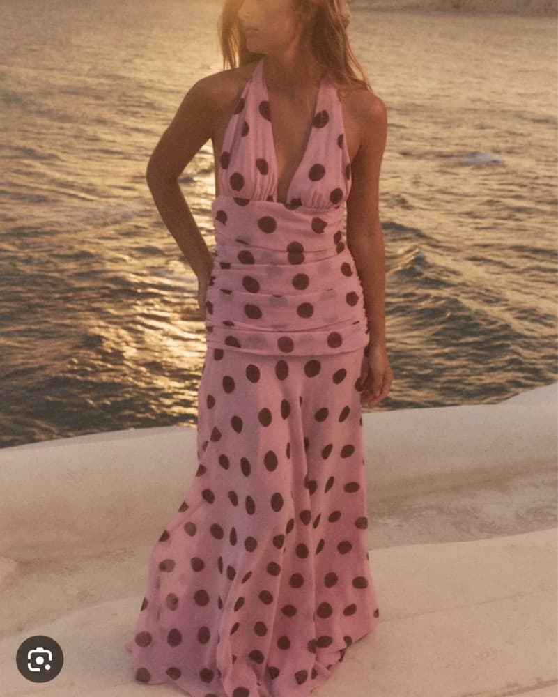 Zara Pink Dress With Brown Polka Dots - Image 1