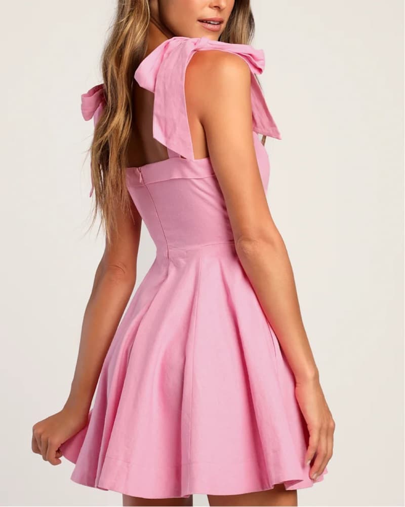 Lulus Linen Pink Bow Dress - Image 3