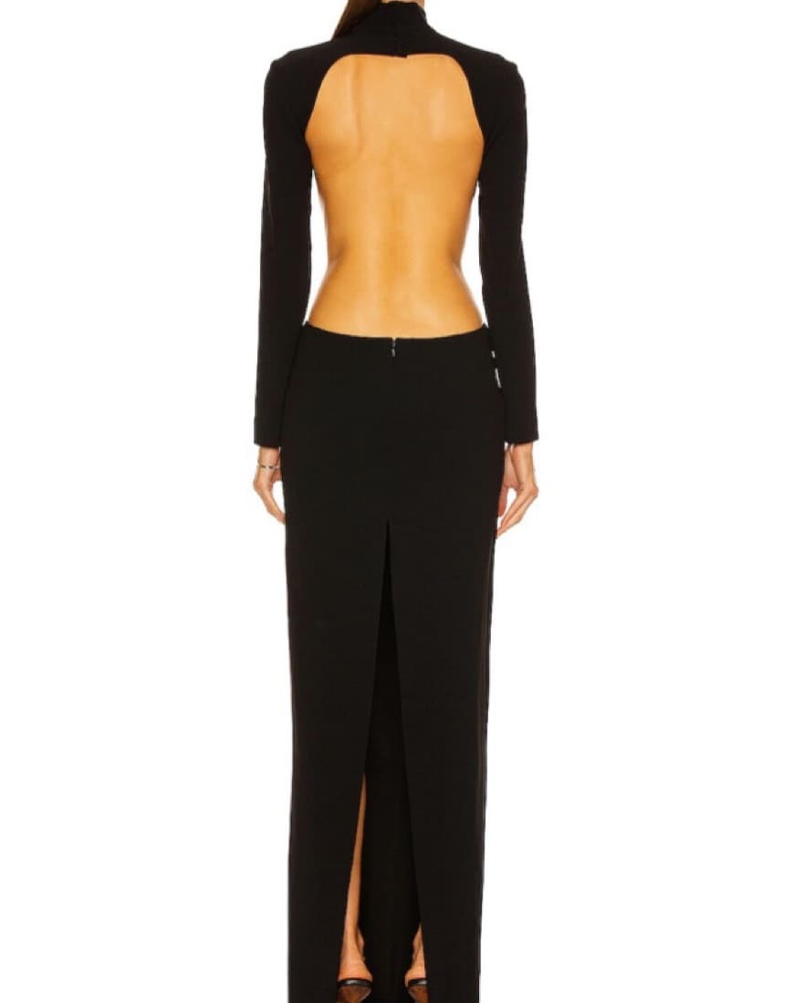 Mônot Open Black Crepe Gown - Image 2