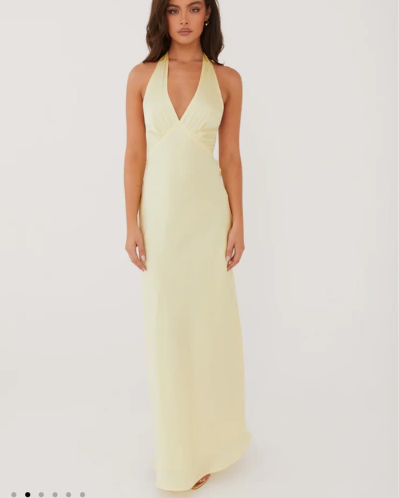 Peppermayo -  Lemon Satin Maxi Dress  - Image 4