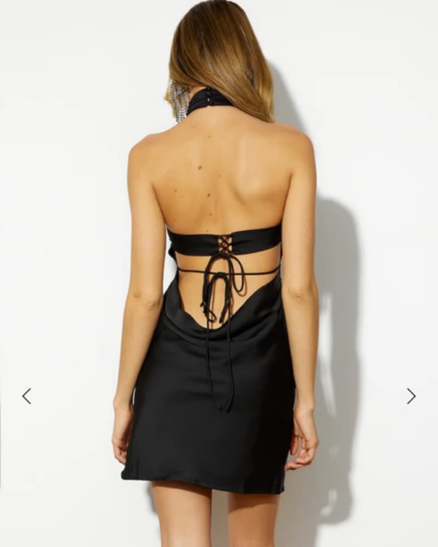Black Hello Molly Satin Halter Mini  - Image 2