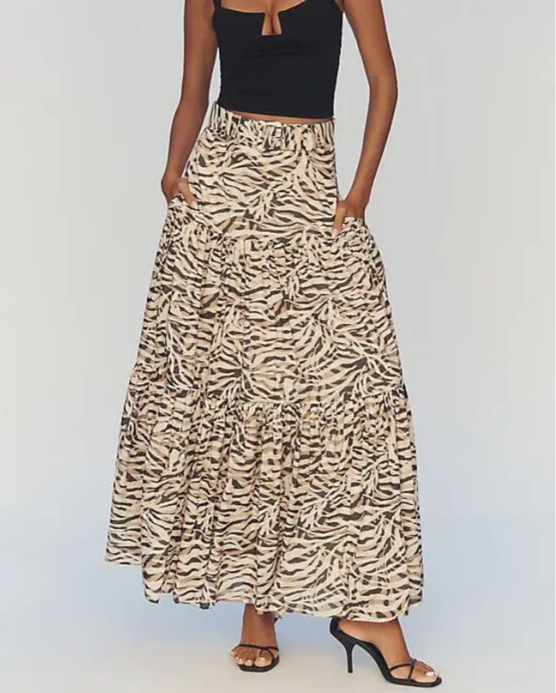 Zebra Print Maxi Skirt - Image 1