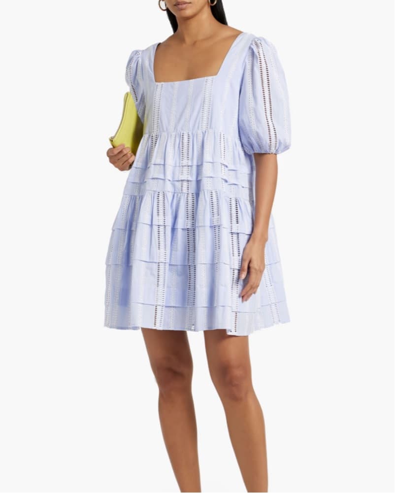 Maje Pintucked Broderie Mini Dress - Image 1