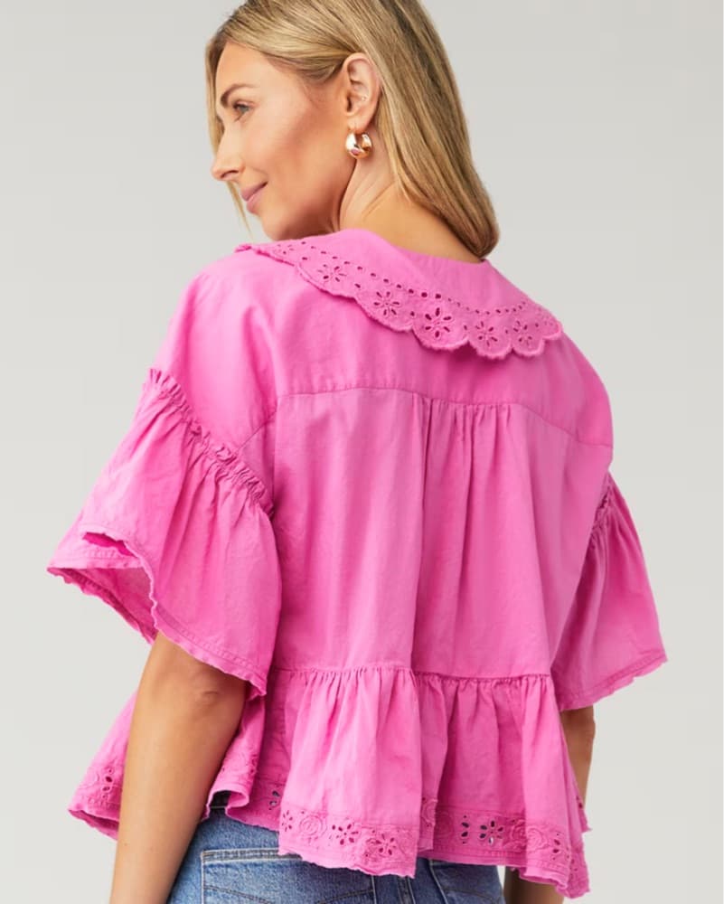 Free People Pink Elle Cutwork Top - Image 3