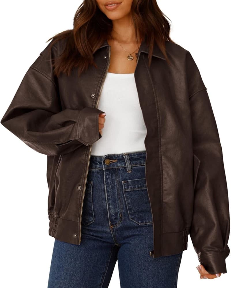 Brown Leather Jacket - Image 1