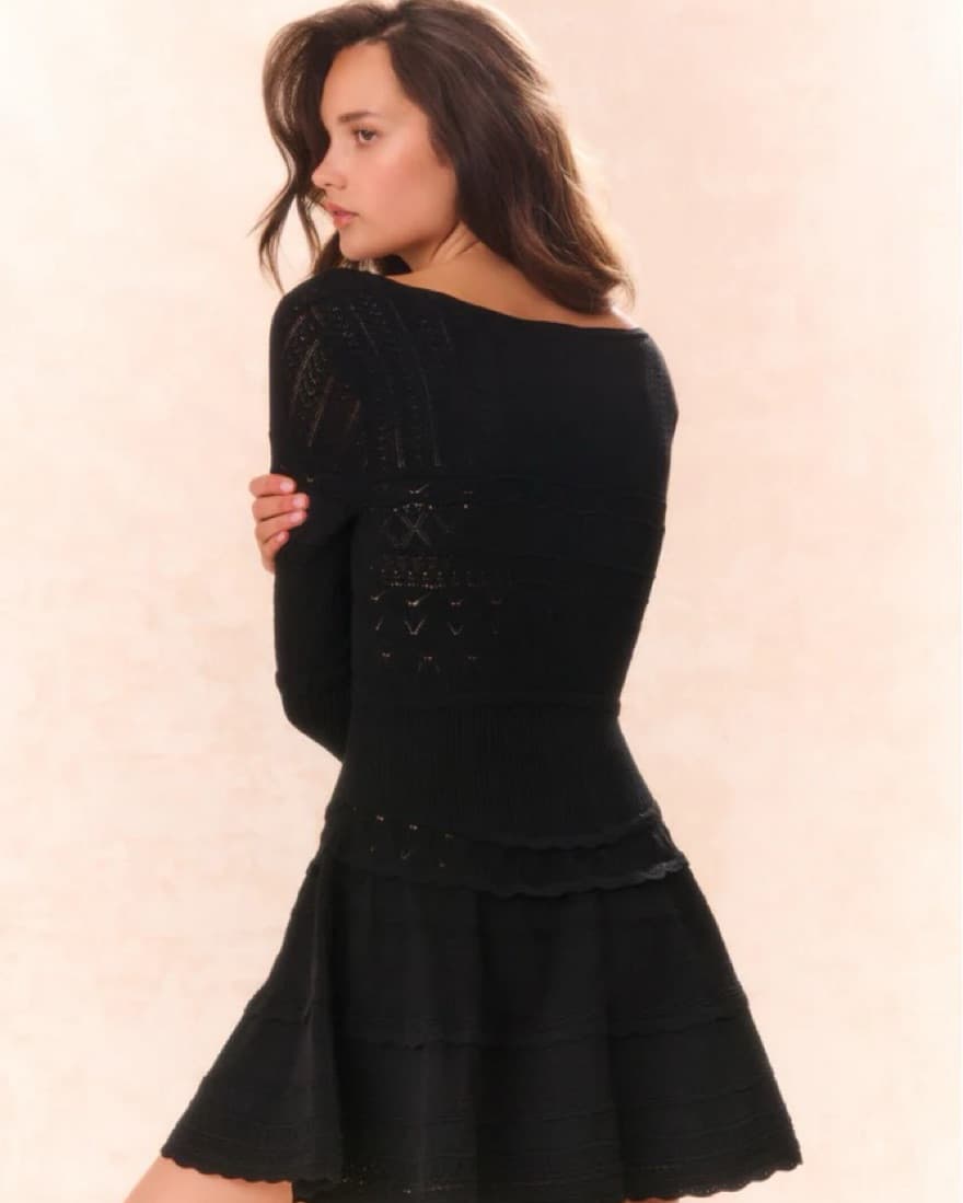 LoveShackFancy Pointelle Knit Mini Dress - Image 3