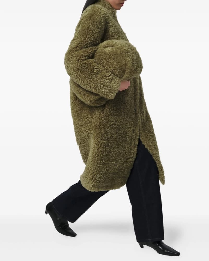 Apparis Olive Green Boucle Coat - Image 1