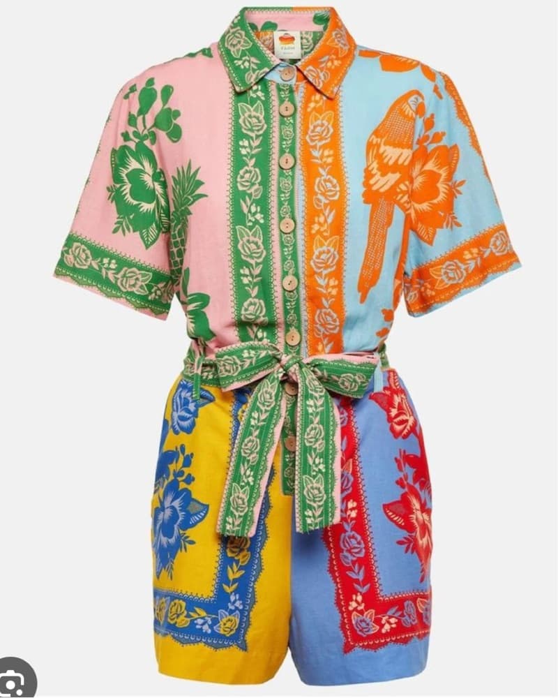 Farm Rio Garden Mix Scarves Romper - Image 2