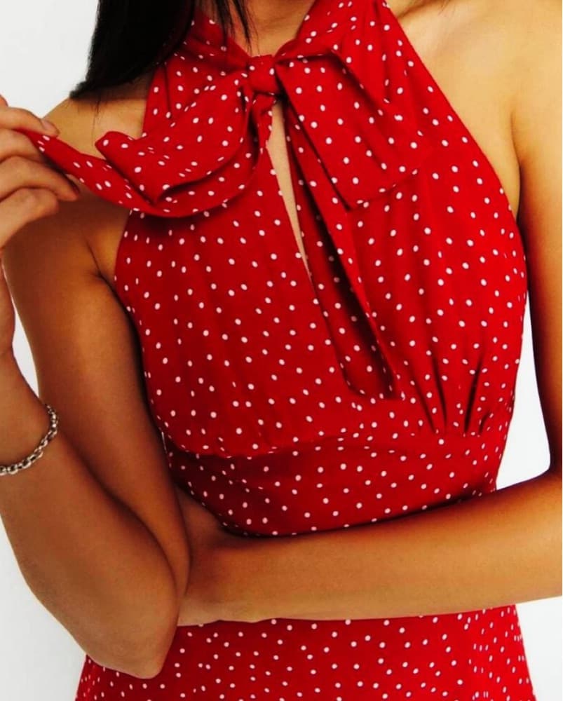 Reformation Red Summer Halter Dress - Image 2
