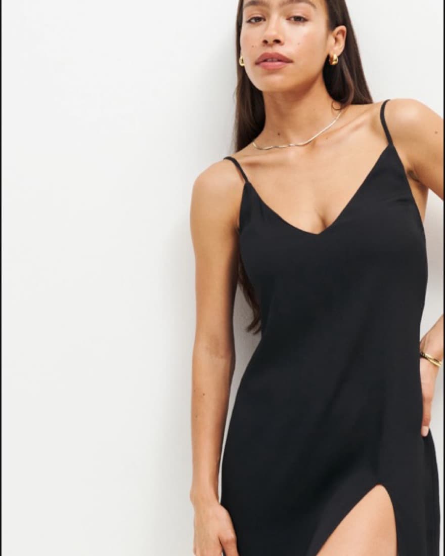 Reformation Black Slip Dress - Image 1
