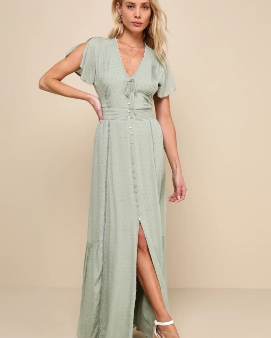 Lulus Sage Green Maxi Dress - Image 1