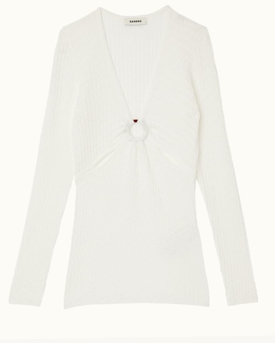 Sandro Pointelle Knit Top - Image 4