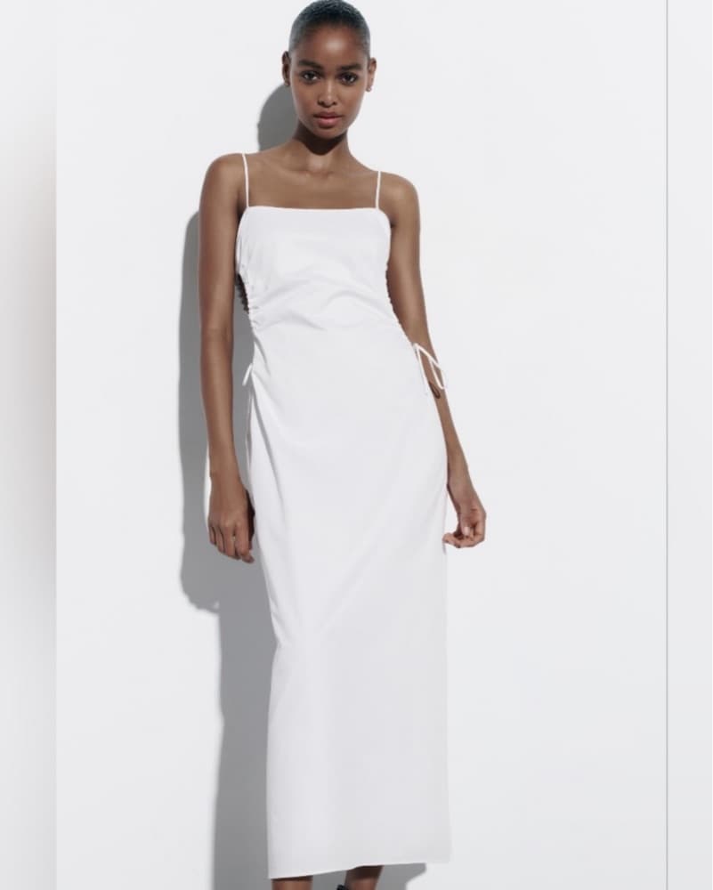 Zara White Dress With Cut Outs - Image 1