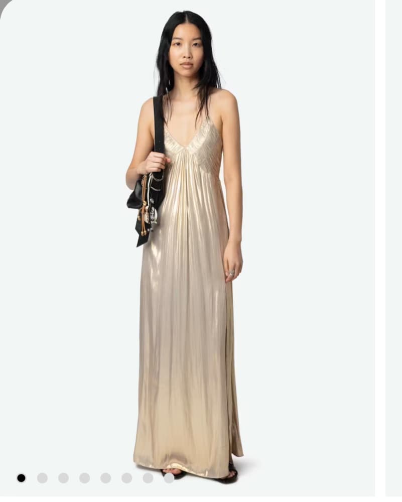 gold long dresses with sleeves DreamDress By PMN Ariel Princess Ball Wedding Dress Gown Champagne Illusion Neckline Beadings Floral Embellishment Chapel Train Sheer Cape Sleeves S - M White stylecode:D1554 Color:Safari