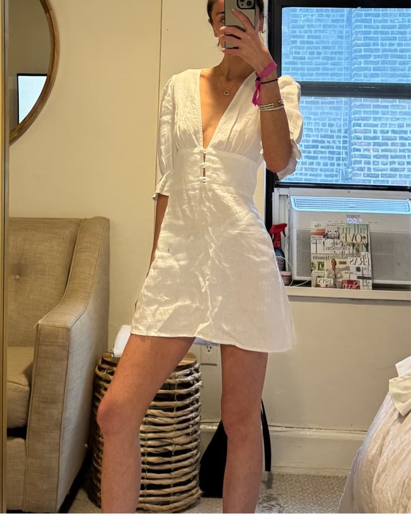 White Linen Reformation Dress - Image 1