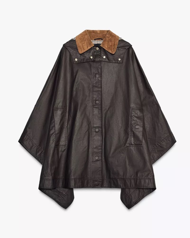 Waxed Cape With Corduroy Collar - Image 5