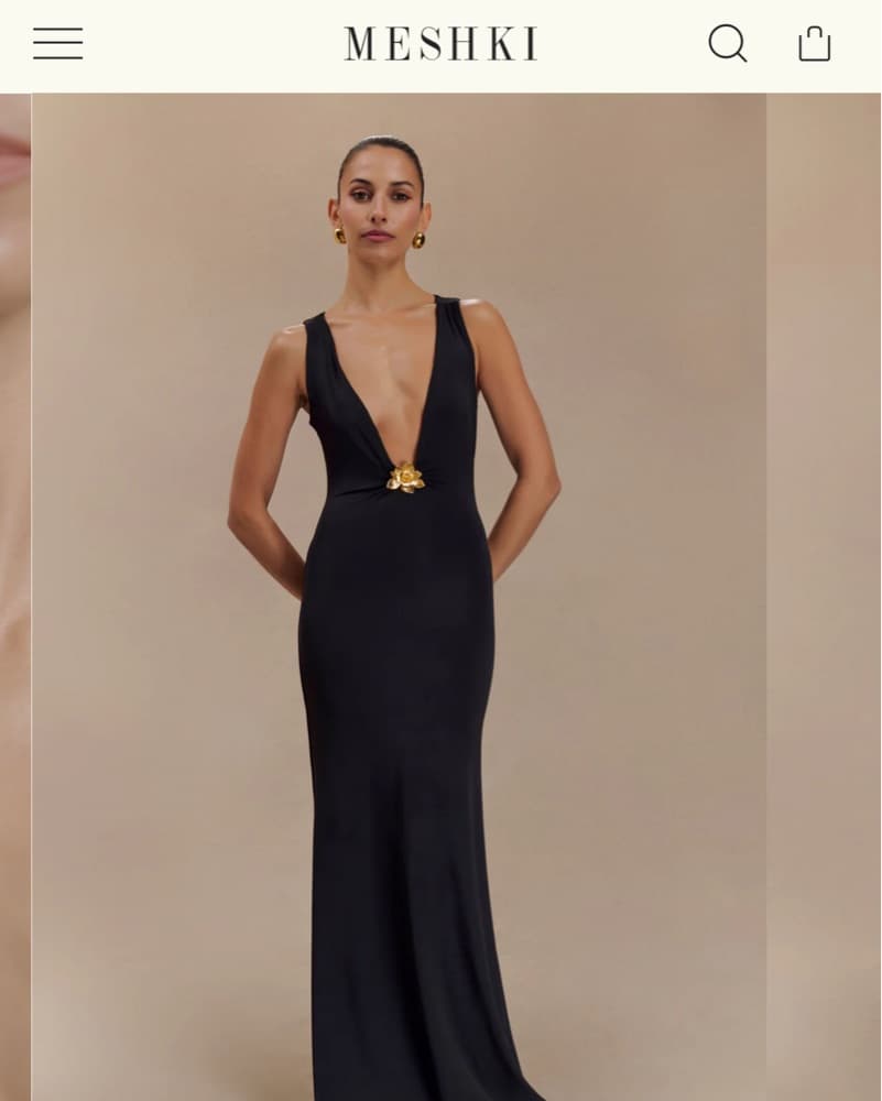 Meshki Black Beck Plunge Maxi Dress - Image 1