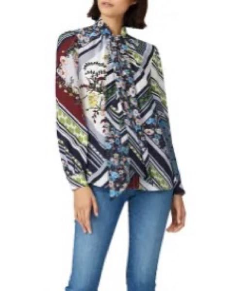 Tory Burch Patchwork Bow Blouse - Image 1