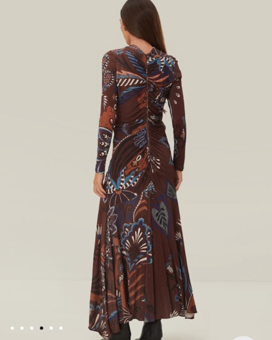 Farm Rio Brown Foral Long Sleeve Dress - Image 2