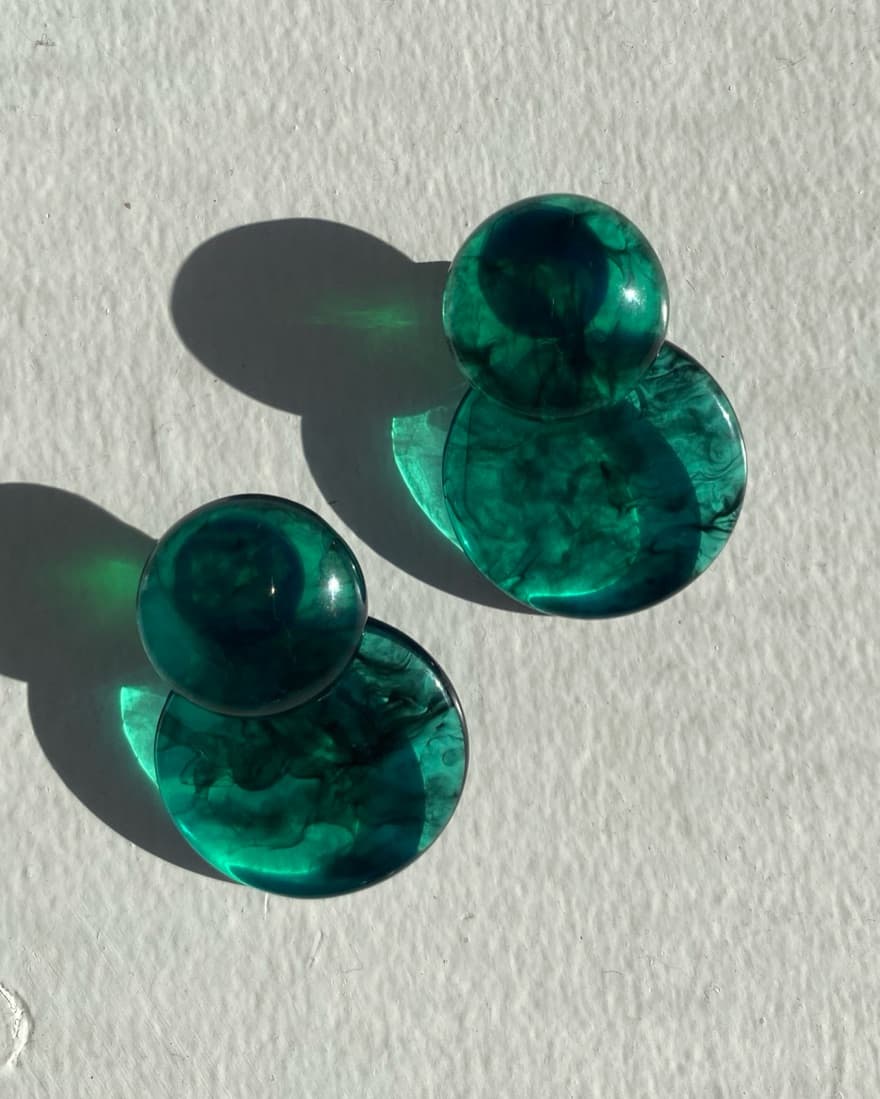 Acrylic Teal Earrings - Image 2