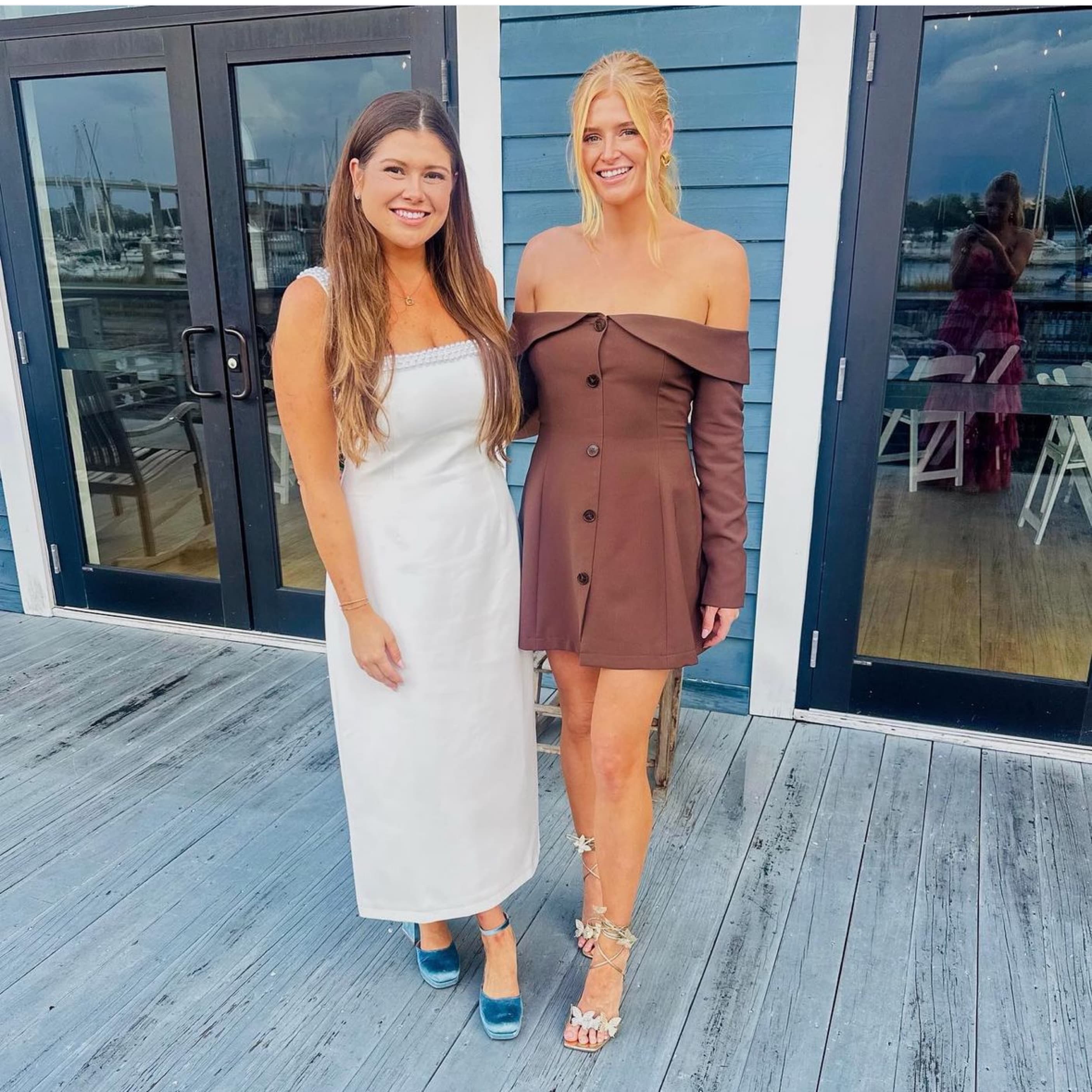 ODD MUSE BROWN OFF THE SHOULDER DRESS - Image 1