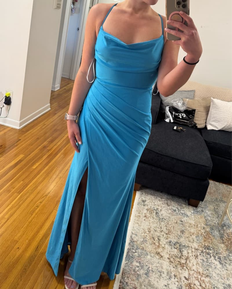 Stunning Fitted Blue Gown - Image 4