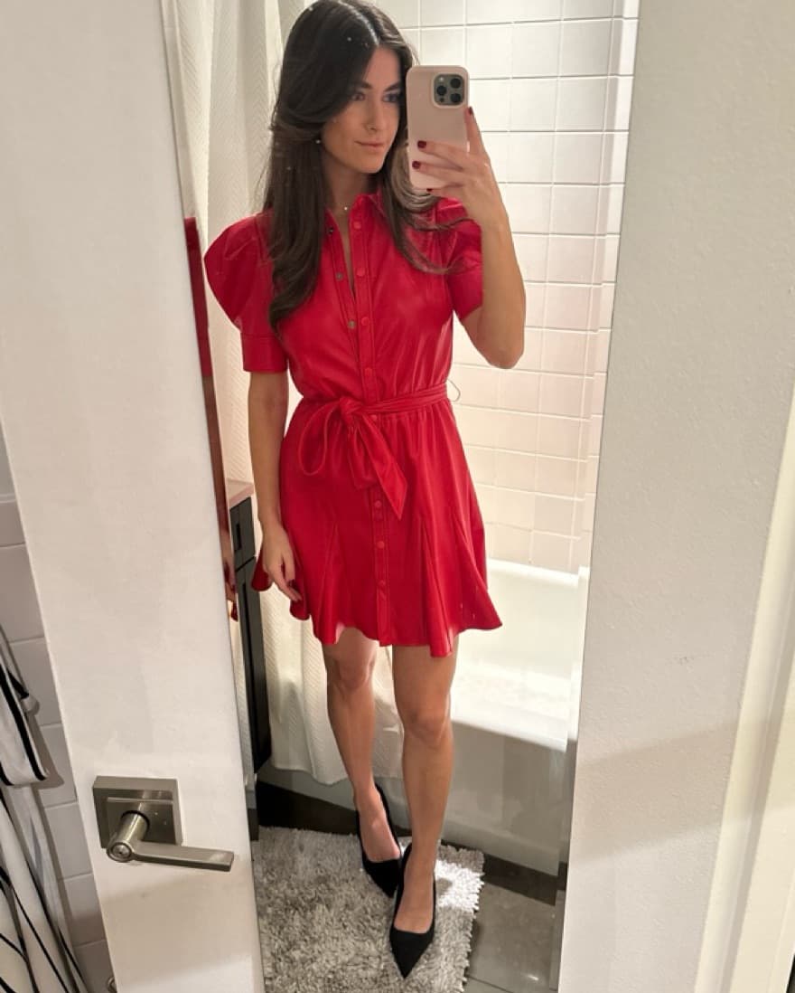 Alice + Olivia VEGAN LEATHER MINI DRESS - Image 3