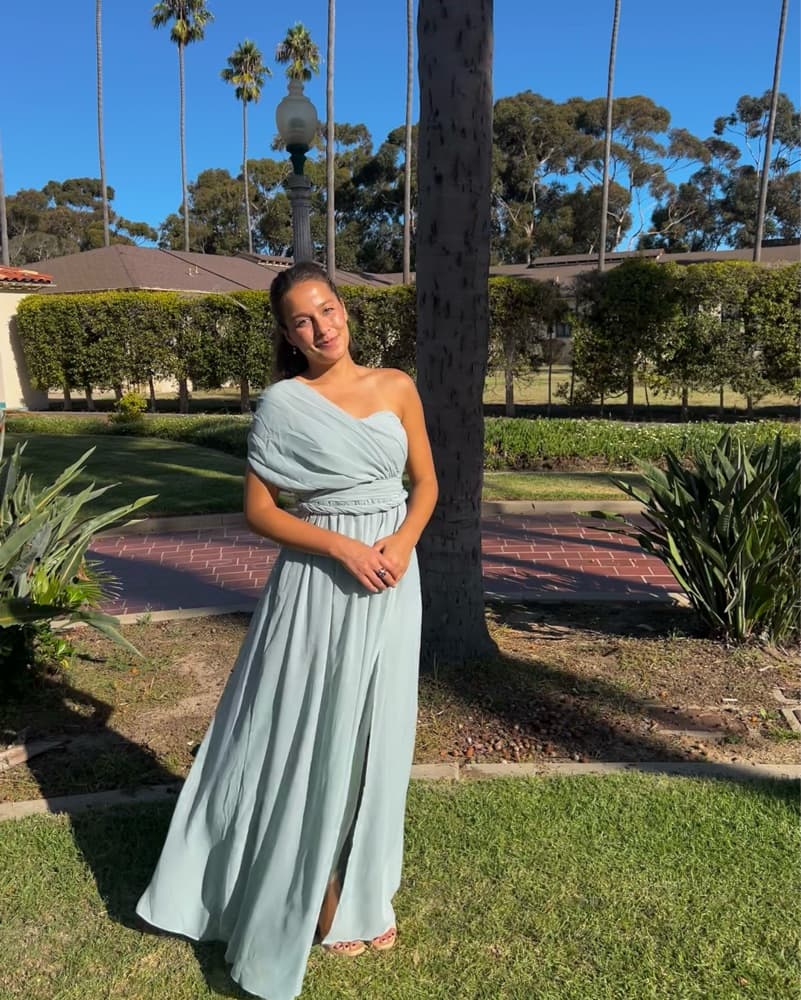 Drape Maxi Wedding Guest Dress - Image 1