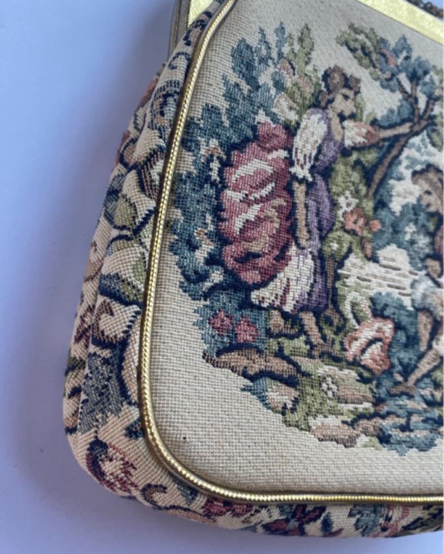 Vintage Gold Trim Tapestry Purse - Image 2