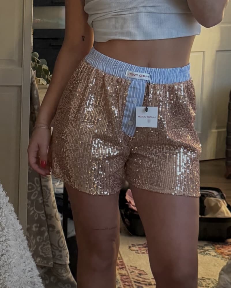 Handover Pink Sequin Boxer Shorts - Image 2