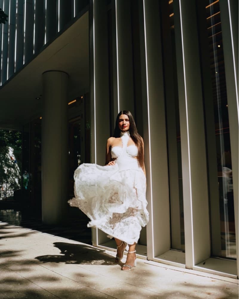 White Sheer Lace Drop Waist Maxi Dress - Image 2