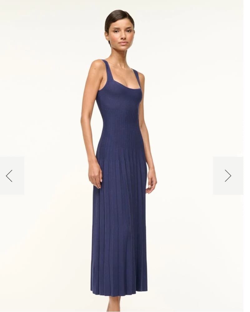 Staud Ellison Dress Navy Ribbed Midi - Image 2