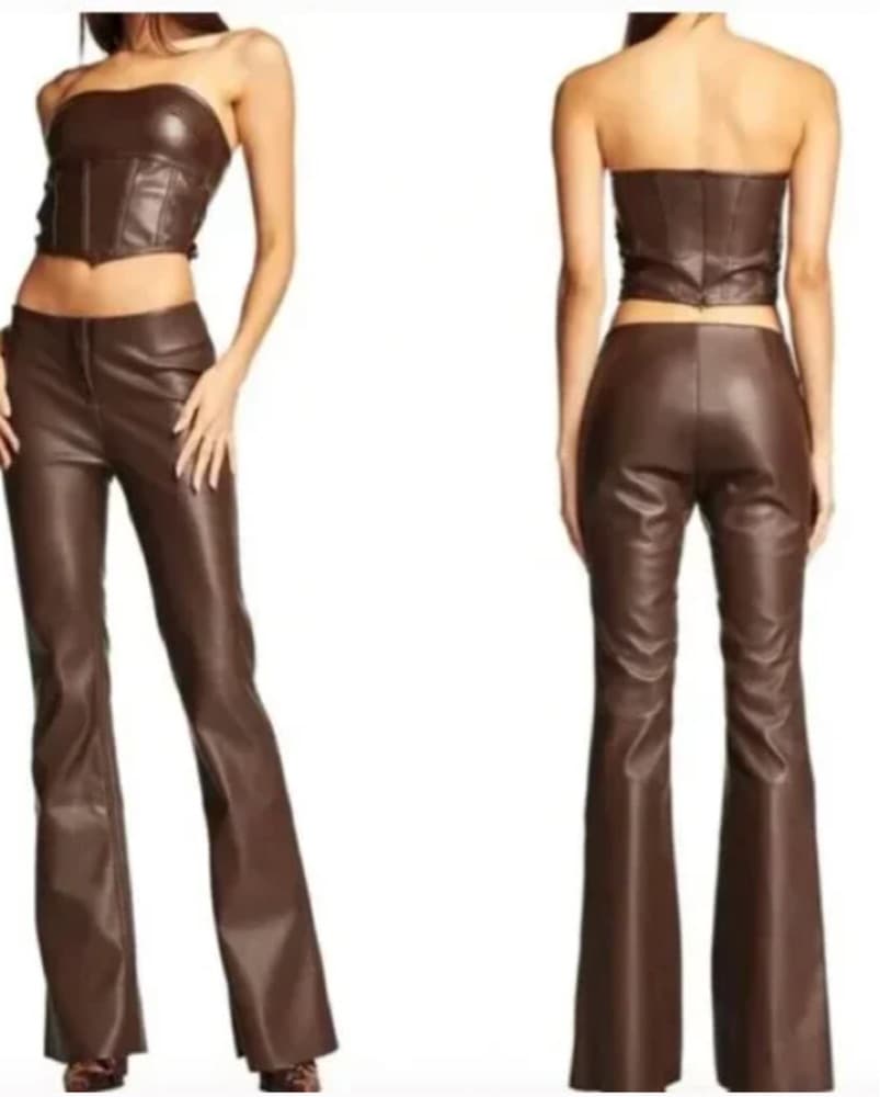 I Am Gia Pant Brown Leather Top And Pant - Image 1
