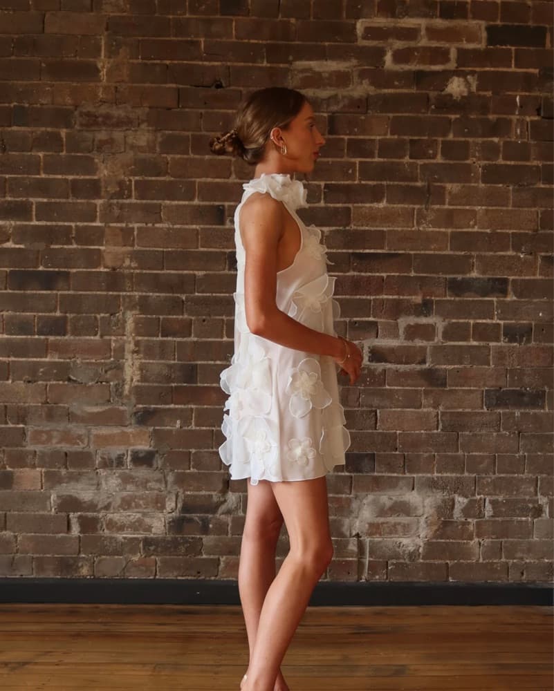 Sofia- Elegant Floral Halter Dress - Image 3