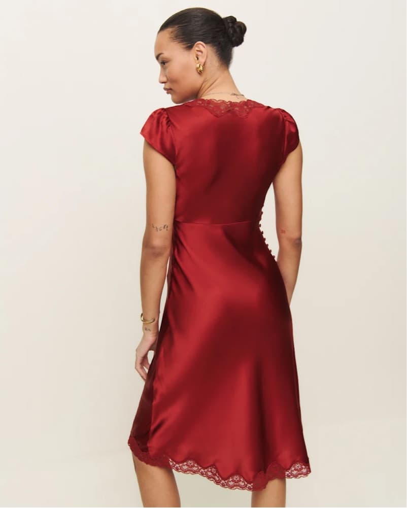 Reformation Red Silk Lacy Dress  - Image 2