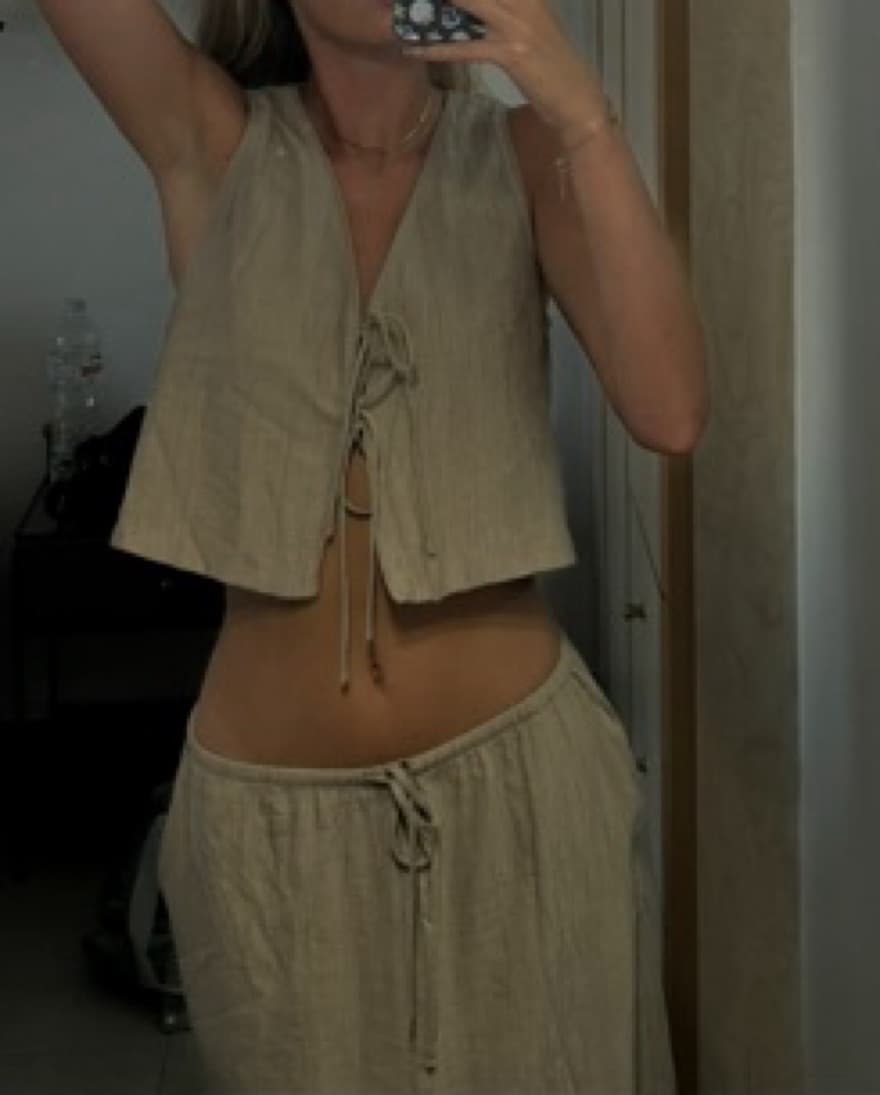 Zara Linen Crop Top and Maxi Skirt Set - Image 2